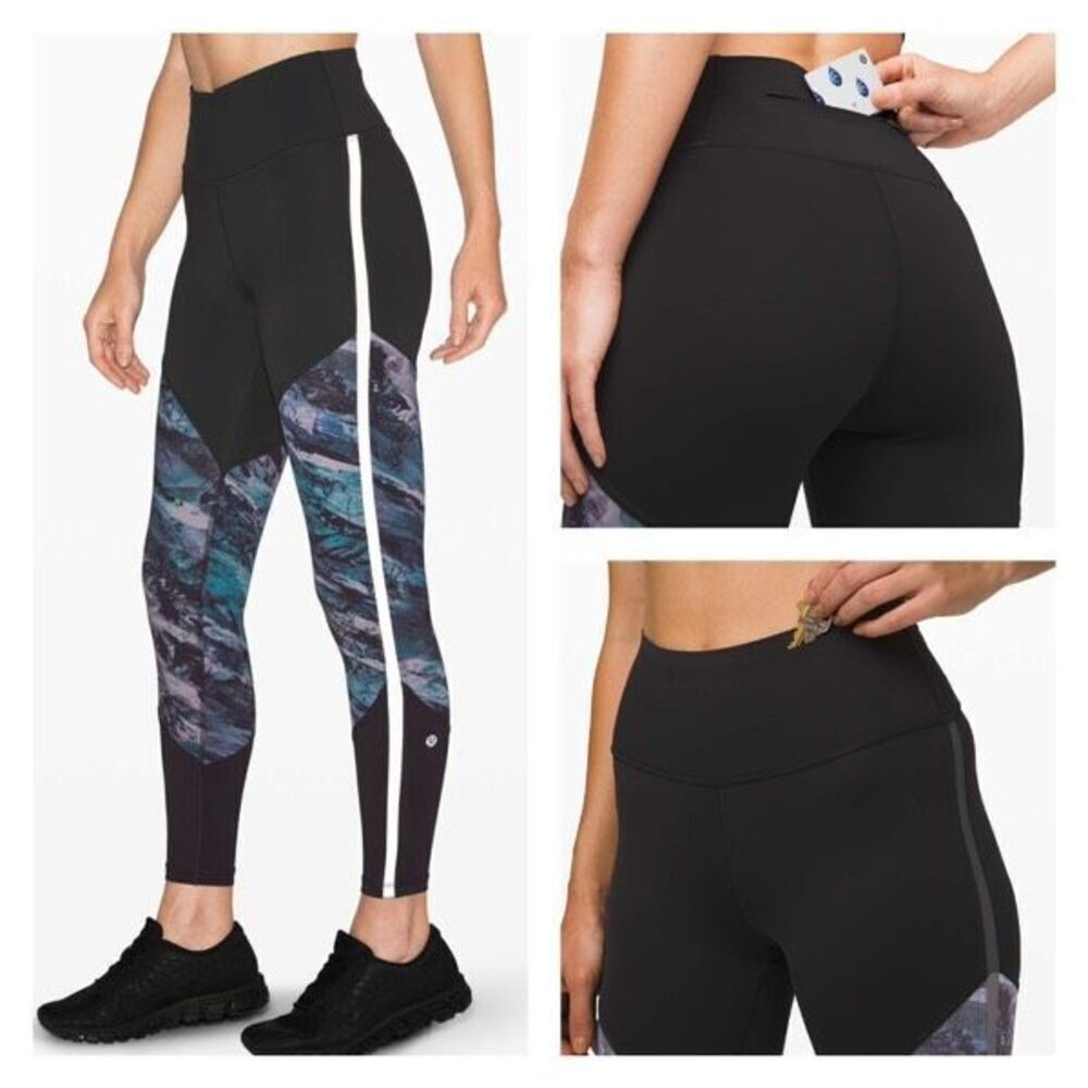 Lululemon‎ Run to Reset Tight Frozen Island Multi Size 10 Reflective Detail 25”